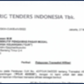 KETERBUKAAN INFORMASI ATAS TRANSAKSI AFILIASI PT RIG TENDERS INDONESIA Tbk